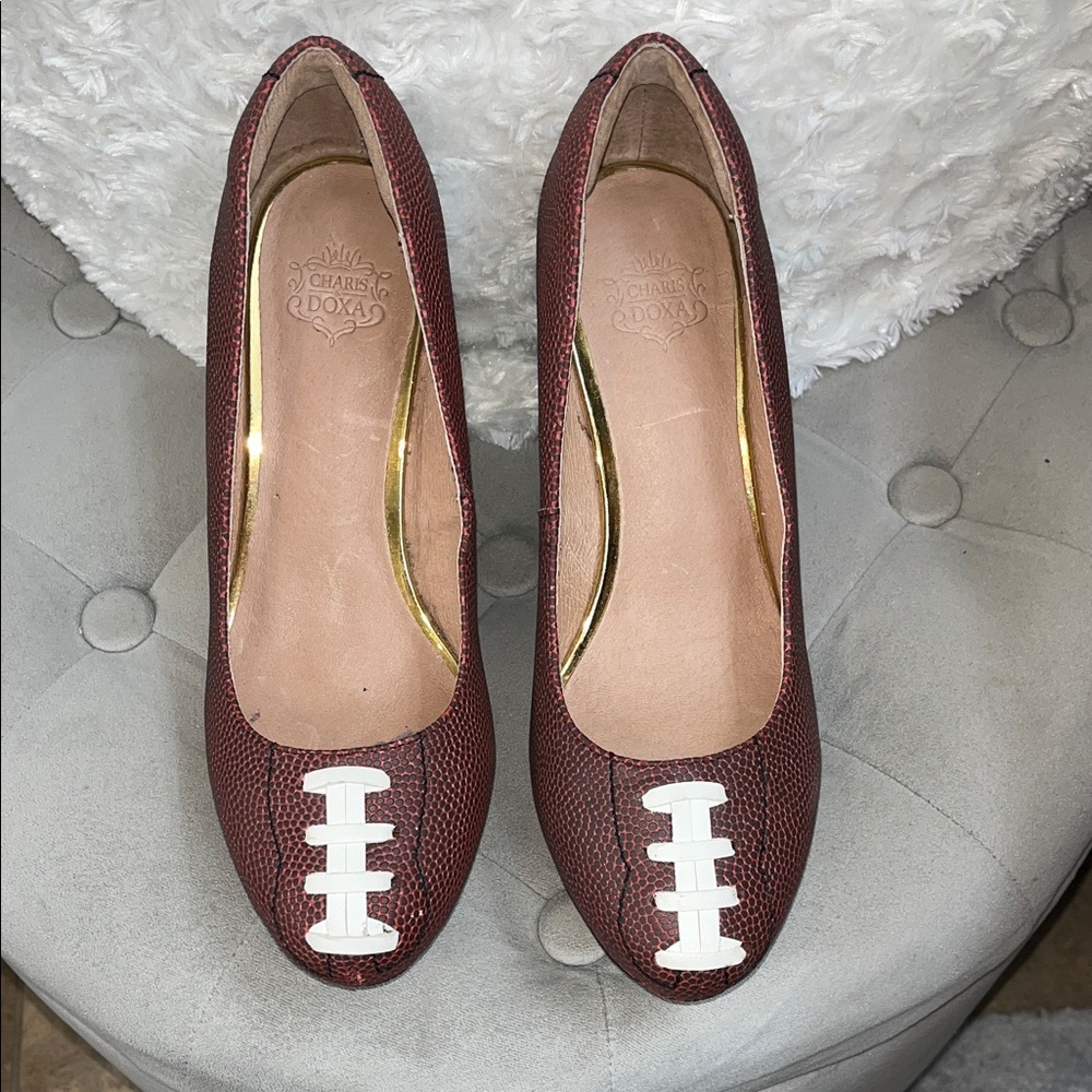 Women's Brown Football-Inspired Pumps